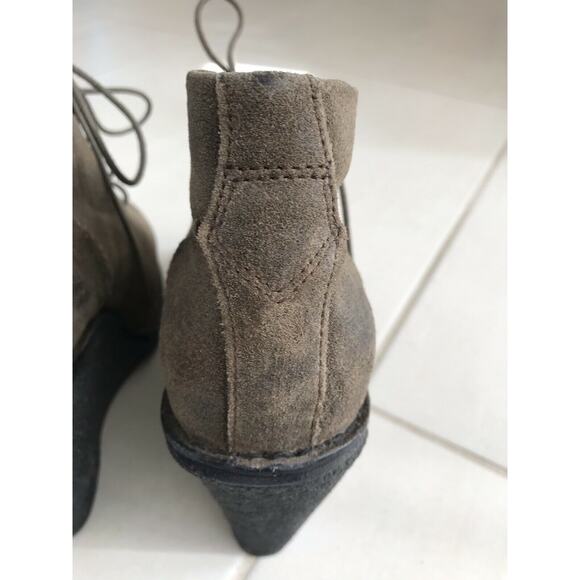 Rag & Bone Odval Suede Lace Up Platform Wedge Booties Olive - Picture 12 of 12